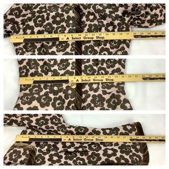 Etcetera Blazer Jacket Sz 4 Beige Green Floral Wool Silk Glass Buttons - Picture 11 of 12